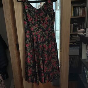 Vintage Inspired Red rose Sleeveless Sweetheart Midi Dress by Trashy Diva